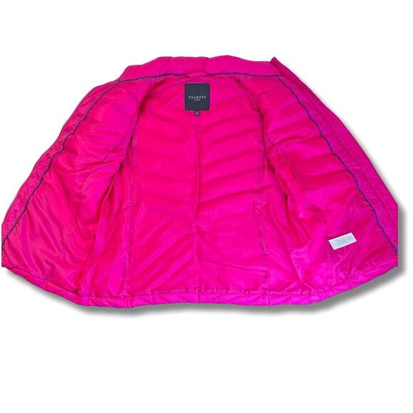 Talbots Petites Down Puffer Vest MP Pink Quilted 90/10 Down Packable Warm Zipper - Picture 8 of 12